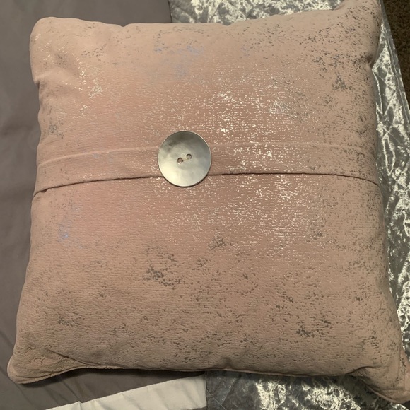 Other - Blush pink pillow w/silver metallic & large button